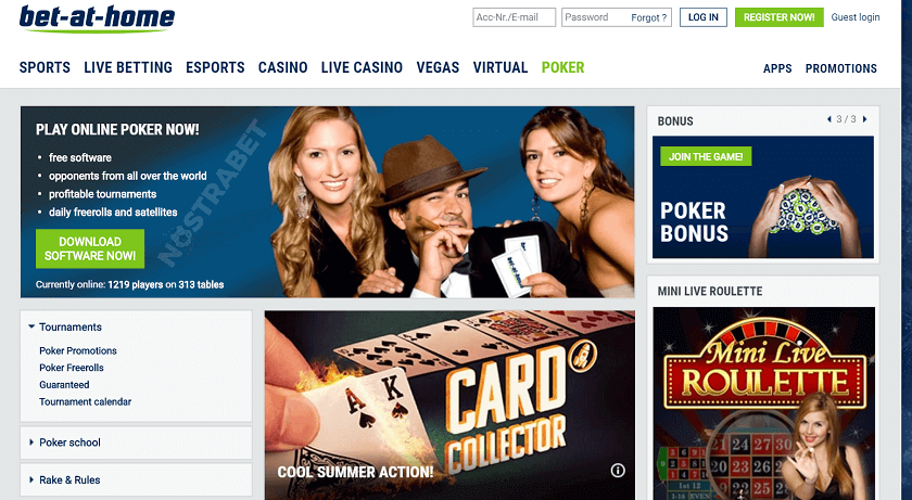 Bet at Home Poker Section