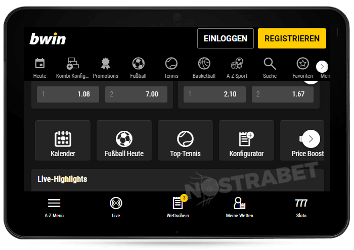Bwin mobile Webseite