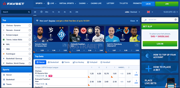 Favbet's homepage