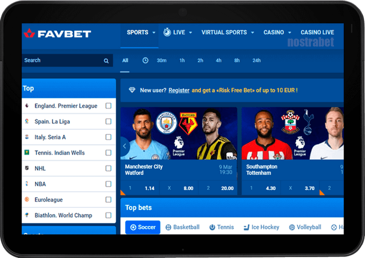 FAVBET mobile version for tablet