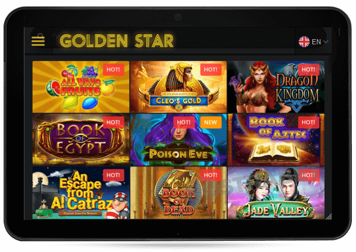 Golden Star casino mobile version on tablet