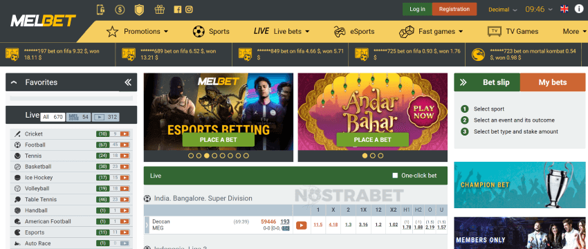 melbet India homepage